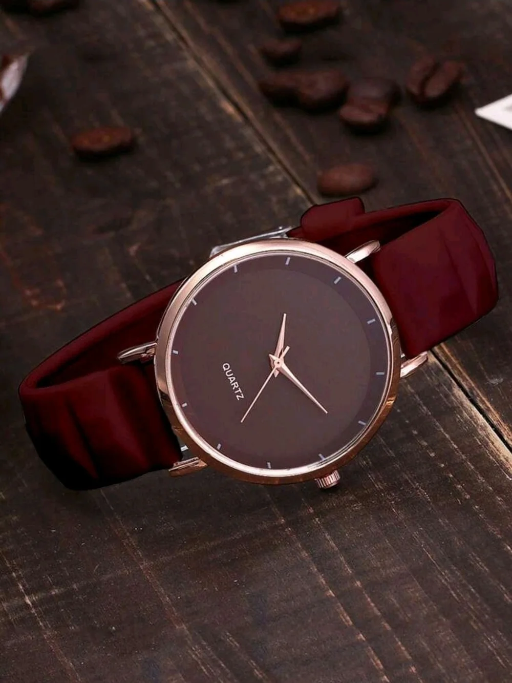 Minimalist Burgundy Quartz Women's Watch - Brand:
